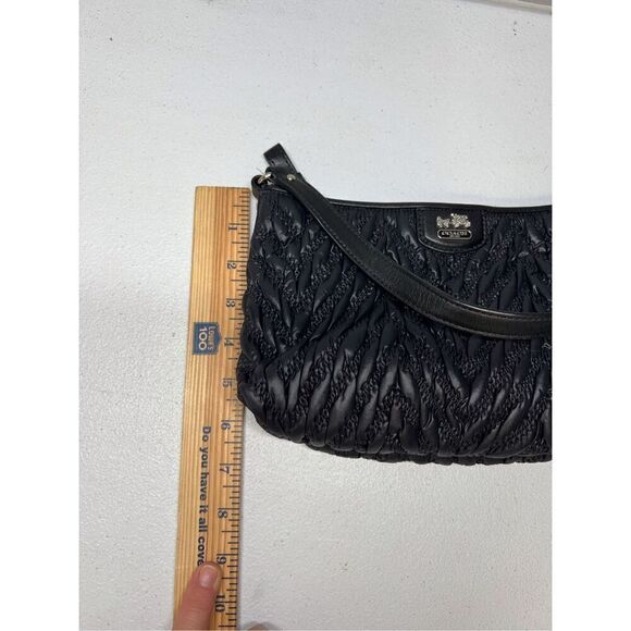 COACH 70th Anniversary Madison Pleated Chevron Pochette In Black - Picture 6 of 7